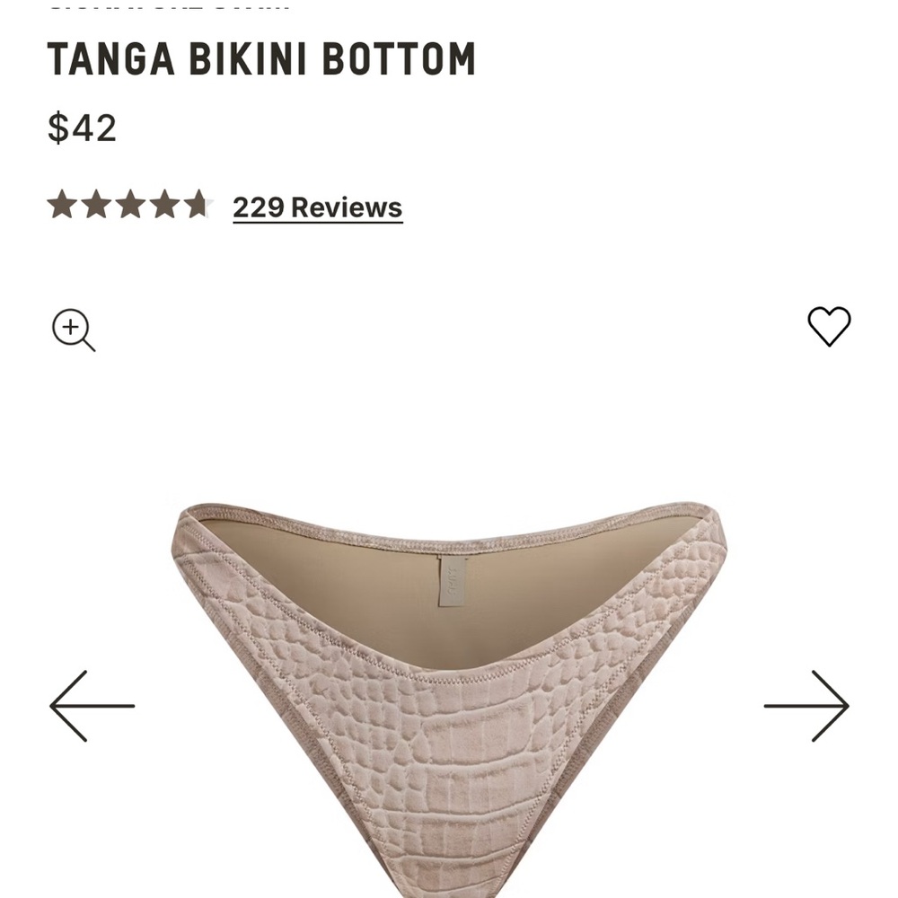 NWT SKIMS Tanga Bikini Bottom in Crocodile Print Size M